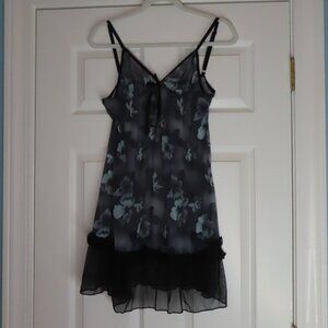 Just Love Whimsigoth Babydoll Coquette Twee Floral Mesh Nightie Black Fairy Lg